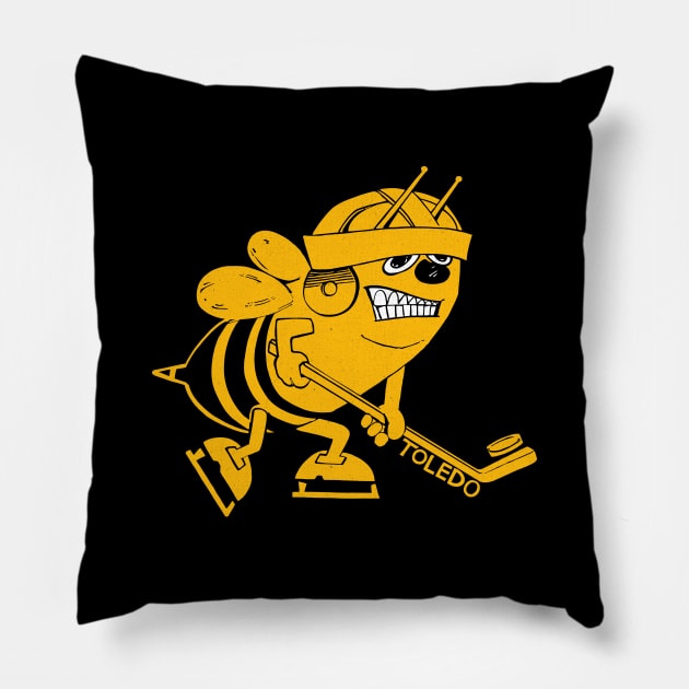 Defunct Toledo Hornets Hockey 1970 Pillow by LocalZonly