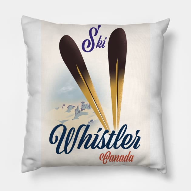 Whistler Canada Ski poster Pillow by nickemporium1