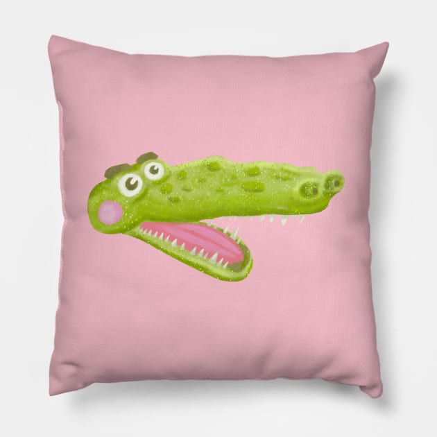 Funny head of crocodile Pillow by Mimie20