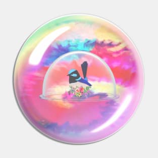 Bird in a Bowl in a Bubble Pin