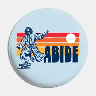 ABIDE Vintage 80s Skateboarding Dude Lebowski Retro Sunset Pin