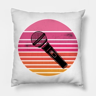 Old School Microphone Sunset Pillow