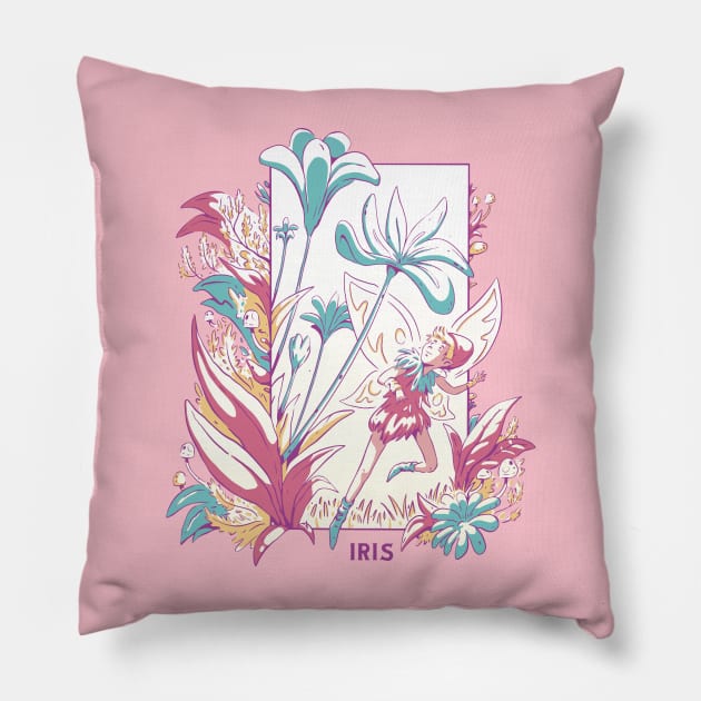 Iris the Fairy in Spring Colours Pillow by FelippaFelder