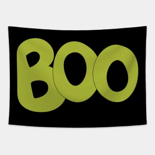 BOO text art in green bubble letters Tapestry