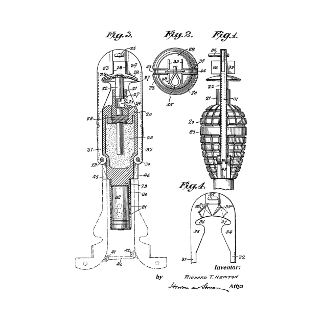 Explosive Missile Vintage Patent Hand Drawing by TheYoungDesigns