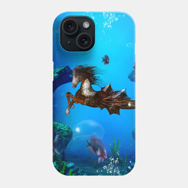 Wonderful steampunk seahorse in the deep ocean Phone Case by Nicky2342