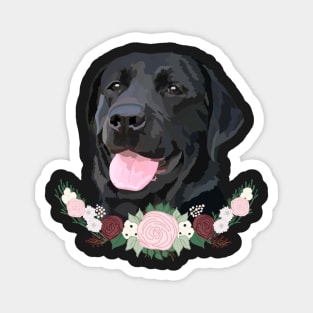 Black Lab with floral Magnet