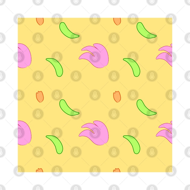 Background illustration yellow, with flowers, green leaves, plant, botany, decorative design pattern by grafinya