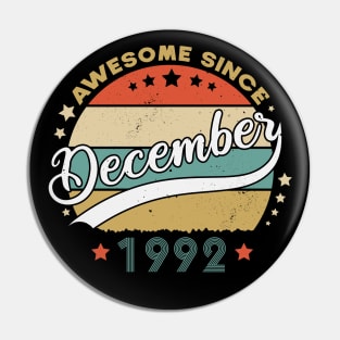 Awesome Since December 1992 Birthday Retro Sunset Vintage Pin