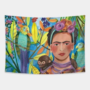 Frida Kahlo and her parrots Tapestry