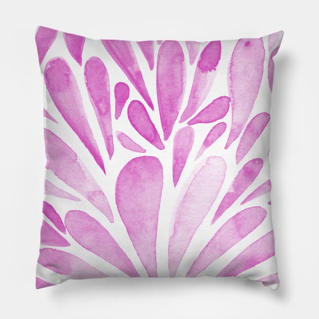 Watercolor artistic drops - pink Pillow by wackapacka