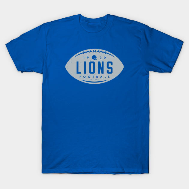 Vintage Football Shape - Detroit Lions (Silver Lions Wordmark) - Detroit Lions - T-Shirt