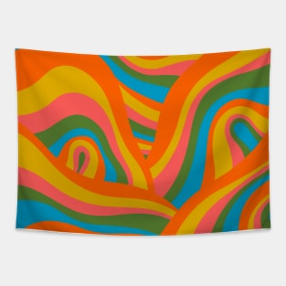 Retro 70s Psychedelic Abstract Pattern Tapestry