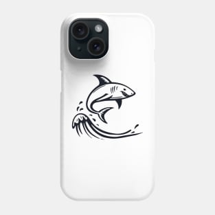 Stick Figure of a Shark in Black Ink Phone Case