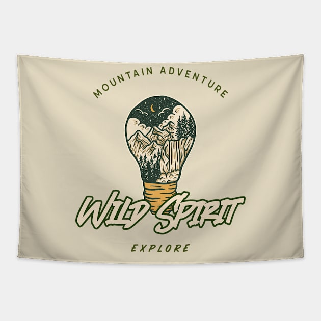 Wild Spirit Mountain Adventure Explore Tapestry by Tip Top Tee's