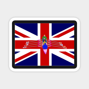 Rowers Rowing on English Flag Magnet