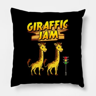 Adorable Giraffic Jam Pun Traffic Jam Giraffes Pillow