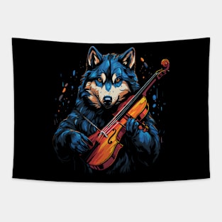 Alaskan Husky Playing Violin Tapestry