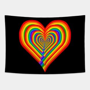 Repeating Rainbow Heart Shaped Echo Tapestry