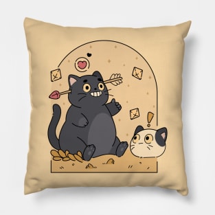 Romantic Black Cat | Yellow Pillow