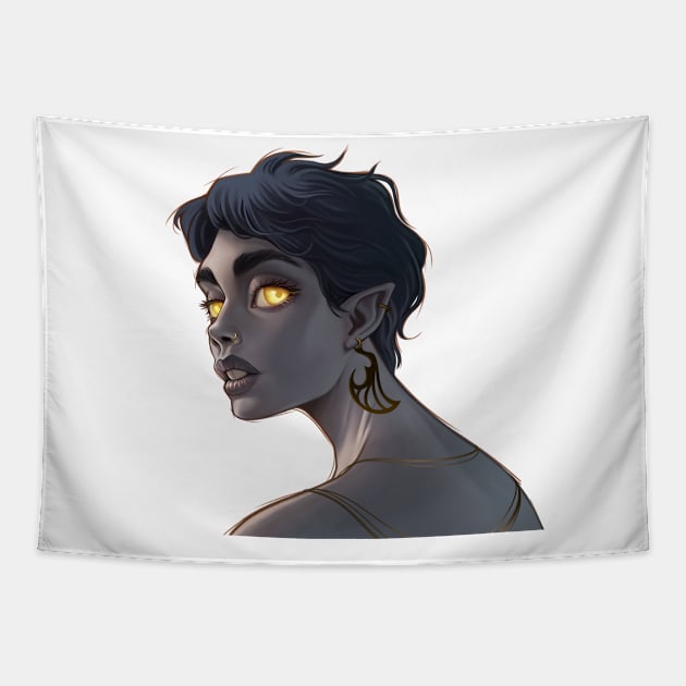 ELF YELLOW EYES Tapestry by felixantosart