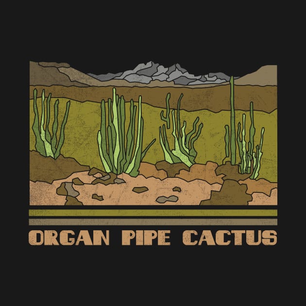 Organ Pipe Cactus National Monument Nature Lover Vintage Retro Skyline Hiking Outdoor Travel Adventure by NickDezArts