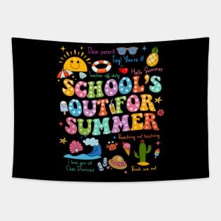 Last Day Of School, School's Out For Summer, End Of School Year, Goodbye School Tapestry