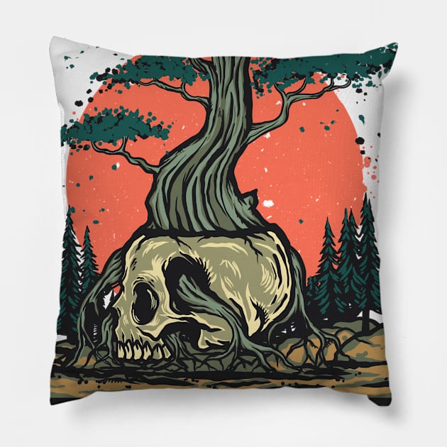 Summer Skull Tree Pillow by pilipsjanuariusDesign