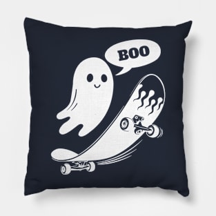 spooky boo on skateboarding Pillow