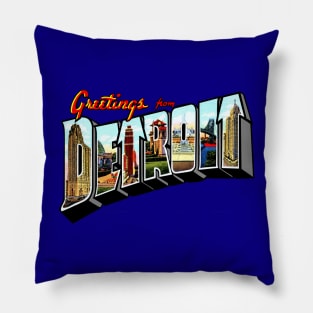 Greetings from Detroit (1950's) Pillow