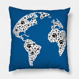 World Atlas Dog Paw Prints Pillow