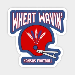 Wheat Wavin KU Football Blue Magnet