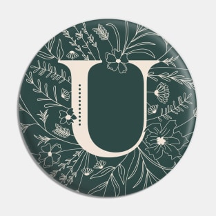 Botanical Letter U (Forest Green) Pin