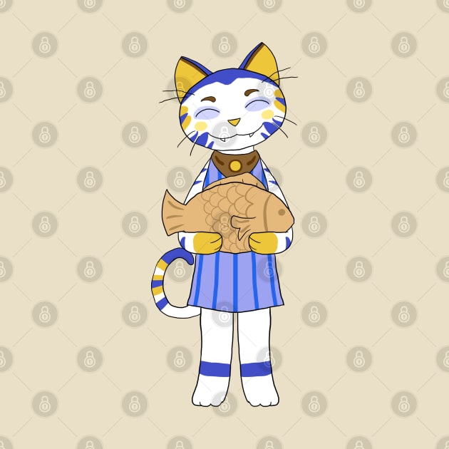 Chibi Cat w/ Taiyaki Cake by VixenwithStripes