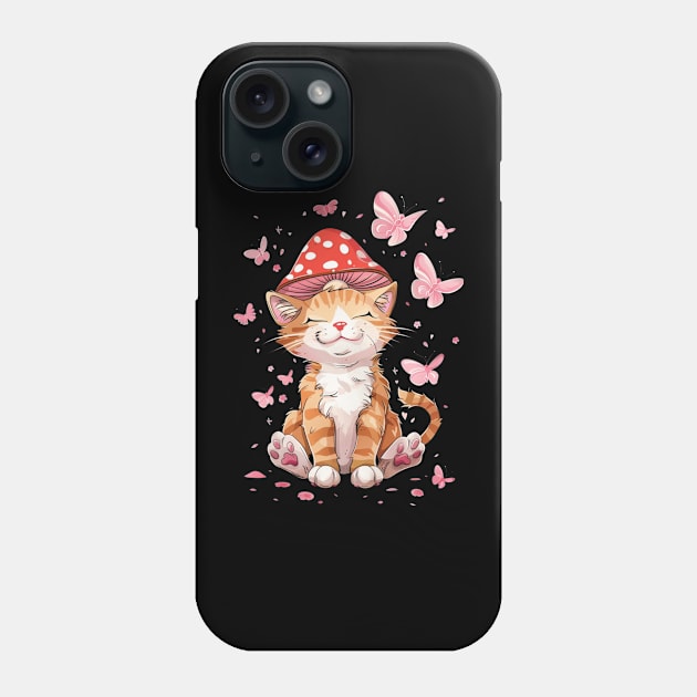 Cat Mushroom Wonders Unveiled Phone Case by BilodeauBlue