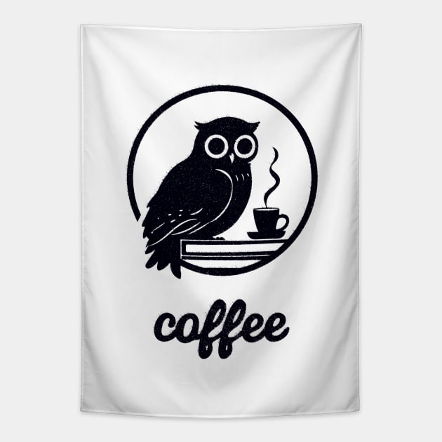 Books Coffee And Owl Tapestry by CreativeSage