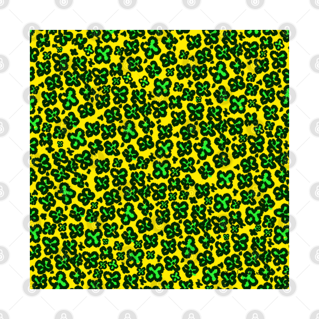 Green on Yellow Shamrock Shaped Leopard Print for Saint Patrick's Day by ButterflyInTheAttic