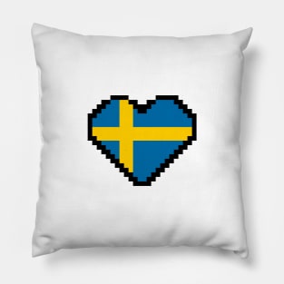 Swedish Flag Pixel Art, Sweden Flag  pixel art Pillow