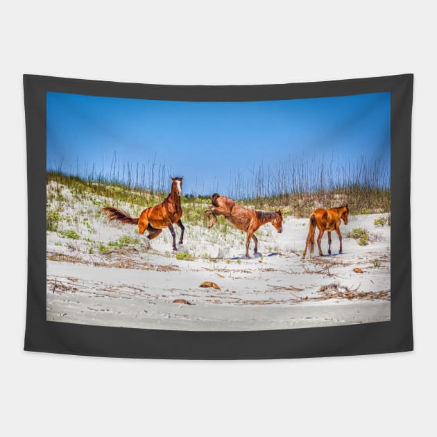 Wild Horses at Cumberland Island National Seashore Tapestry by Gestalt Imagery