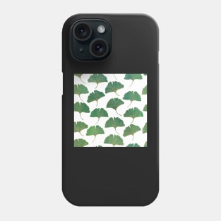 Green and gold Ginkgo leaves watercolor print. Exotic leafy pattern Phone Case