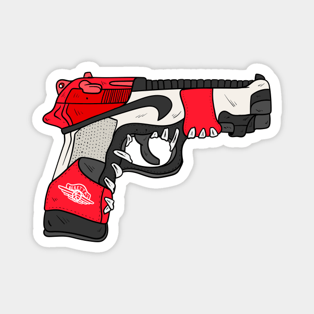 Sneaker Gun Magnet by CalebLindenDesign