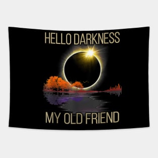 Hello Darkness My Old Friend Astrology Celestial Solar Eclipse Guitar Lake Tapestry