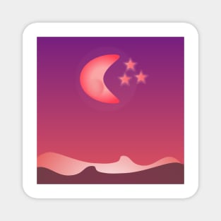 Night scape moon and stars Magnet