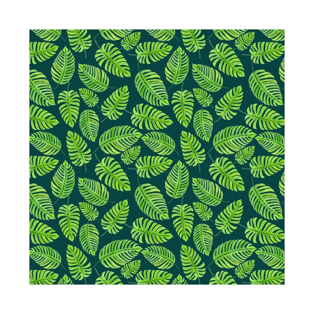 Monstera leaves, tropical watercolor pattern by katerinamk