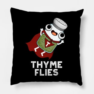 Thyme Flies Cute Herb Pun Pillow