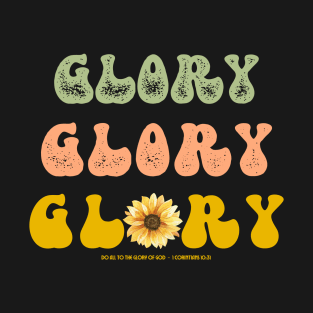 Glory of God Retro 70s Sunflower Christian Design T-Shirt