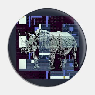 AA digital geometric style Rhinoceros. Geometric Rhinoceros Pin