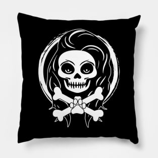 Female Pet Sitter Skull and Crossbones White Logo Pillow