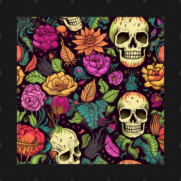 Floral skulls by BloodRubyz