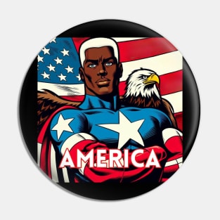 America Black Comic Book Superhero Patriotic USA July 4 Pin